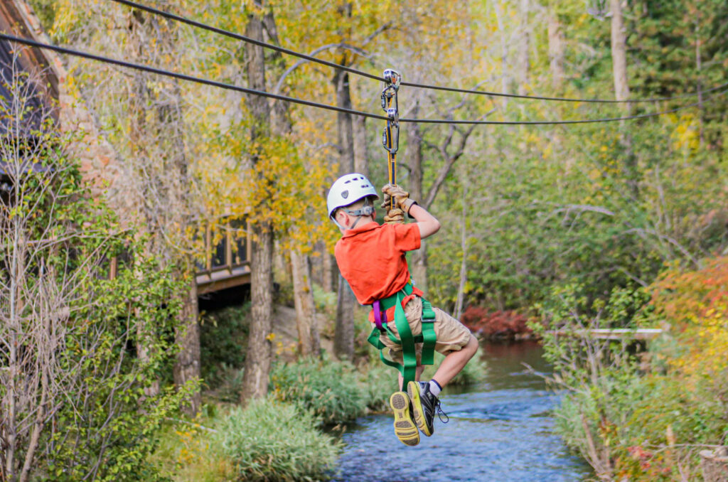 Zipling on our cliffside zipline course.