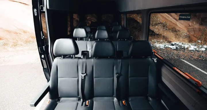 Interior of one of our adventure vans.
