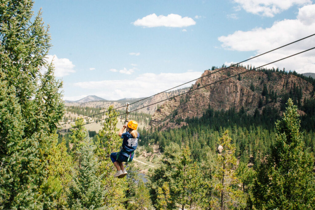 person ziplining on Via Ferrata course